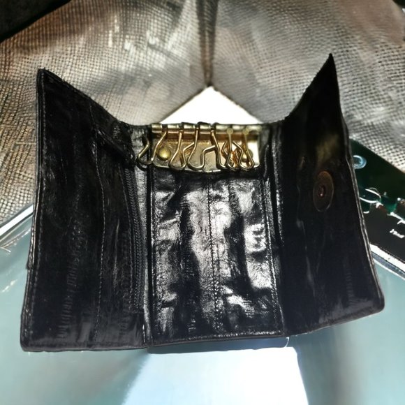 Vintage Kiss Lock Clutch & Matcing Key Holder Ladies Set in Genuine Eel Skin - Picture 4 of 12